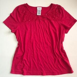 Jaclyn Smith Lace Collar T-shirt sz L